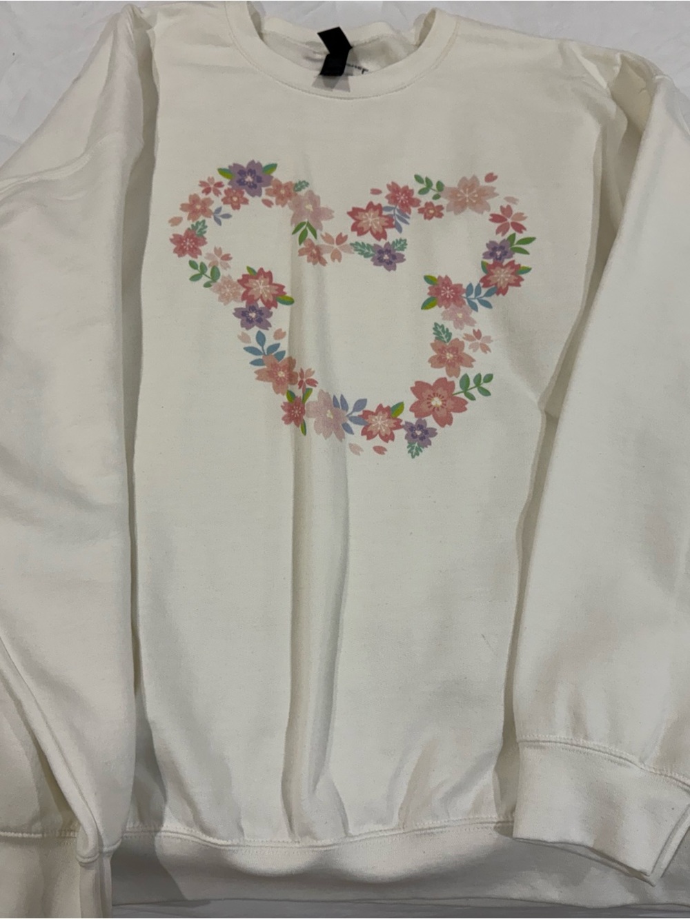 Women’s Cream Floral Mickey Disney Sweatshirt XL